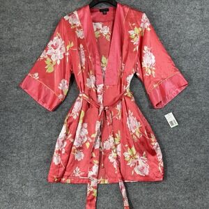 Jones New York Intimates Size L / XL Red Floral‎ Satin Sleepwear Rose Bathrobe